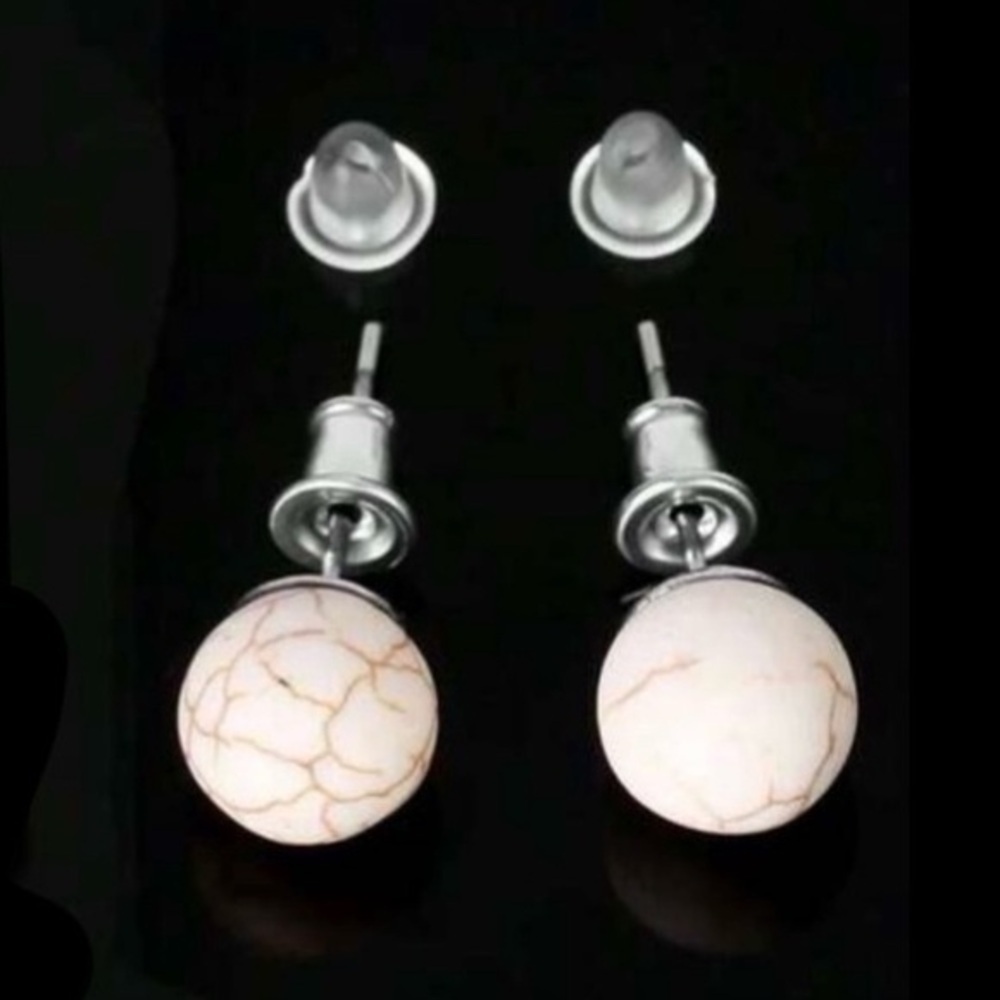 8mm Natural Howlite Earrings
